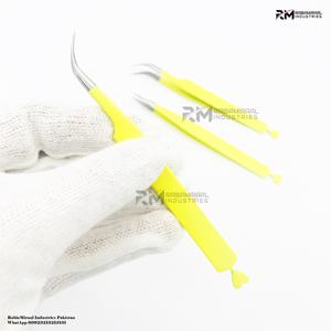 Pinzas de pestañas amarillas personalizadas de etiqueta privada con mango de corazón pinzas de extensión de pestañas con pinzas de pestañas de agarre de fibra de corazón - Product Image 4
