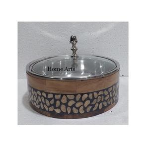 Casserole en bois et nacre faite à la main Plat de service pour la nourriture de mariage avec couvercle martelé Fondue à prix abordable - Product Image 5