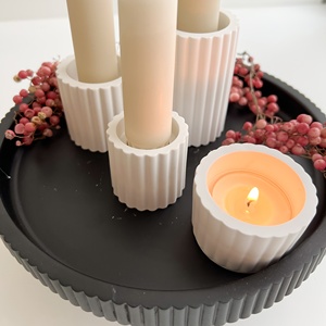 Ensemble de moules en silicone de 5 pièces, chandelier rayé, plateau circulaire, plateau de rangement pour moules en silicone, chandelier cylindrique rayé - Product Image 4
