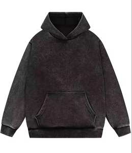 Sweat à capuche personnalisé Boxy lavé à l'acide 100% coton épais 500Gsm French Terry Blank Distressed Pullover Hoodies pour hommes - Product Image 1