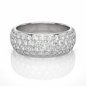 Anillo de Bodas de Diamantes con Corte Redondo y Engaste Pavé para Mujer - Product Image 1