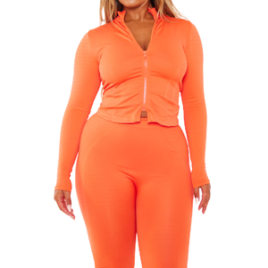 Plus Size Yoga <b>Long</b> <b>Sleeve</b> <b>Tops</b> Zip Front Stretch Activewear Workout Fitness Training Gym <b>Sports</b> Wear for <b>Women</b> - Product Image 2