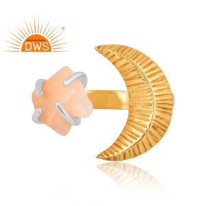 Último diseño hecho a mano 18K chapado en oro etíope ópalo piedra preciosa luna creciente anillo ajustable Demi fabricante de joyería fina - Product Image 3