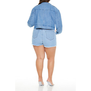 Shorts en jean brut pour hommes avec vestes en jean pour femmes, décontractés, respirants, été, 100% coton, séchage rapide, style urbain 2026 - Product Image 5