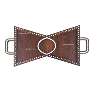 Plateau de service rectangulaire en bois de style moderne à motif géométrique fait main, idéal pour les collations, les desserts, les fêtes et les cadeaux – Artisanat en bois - Product Image 2