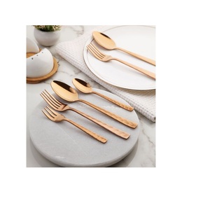 Cubiertos dorados, juego de vajilla, acero inoxidable, tenedor, cuchillo, cucharas, restaurante, boda, respetuoso con el medio ambiente, cubiertos de metal dorado - Product Image 4