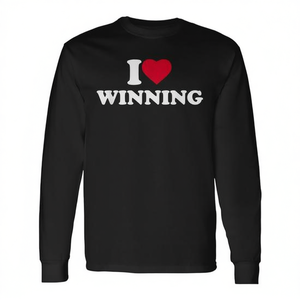 T-Shirt a Maniche Lunghe 'I Love Winning', Maglietta Promozionale Personalizzabile per Amanti della Vittoria - Product Image 2