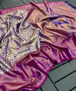 Chiffon Saree with Brooches and Stitched Blouse for Fancy Party Wear Women - Product Image 5