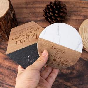 Sous-verres en marbre noir dans une boîte cadeau de qualité supérieure, tampons de boisson en pierre ronde lisse pour la décoration intérieure de luxe et les marchés d'exportation - Product Image 5