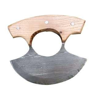 Cuchillo de chef de Damasco hecho a mano, cuchillos Ulu de hoja fija - Product Image 1