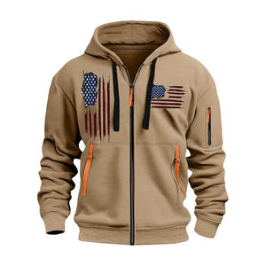 500gsm Heavy Weight <b>Men's</b> <b>Fleeced</b> Full Zip Hoodies Custom <b>S</b>-4XL Sizes Winter Essentials <b>Thick</b> Hoodies 100% Cotton Solid Pattern - Product Image 4