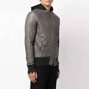 OEM Men's Leather <b>Jacket</b> Custom Oversized Designer Streetwear <b>Zip</b> <b>up</b> <b>Jacket</b> for Men - Product Image 6