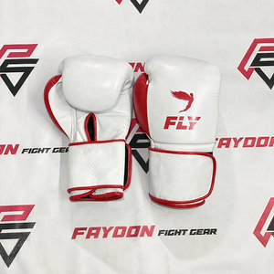 ถุงมือชกมวย Fly Strap Up สีน้ำตาล/ขาว สำหรับมืออาชีพ แบบผูกเชือก สำหรับฝึกซ้อมและแข่งขัน ขนาด 8oz-16oz - Product Image 6