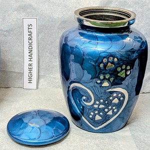 Premium Metal Pet <b>Urn</b> with Paws in Heart Design Small Dog <b>Cat</b> Ashes Keepsake Handmade Cremation Memorial <b>Urn</b> Wholesale - Product Image 6