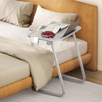 XGear – plateau TV réglable en cuir Pu, Table pliante pour la maison, le bureau et la salle à manger, avec porte-gobelet, fente pour tablette sur le lit, nouveau modèle 2022