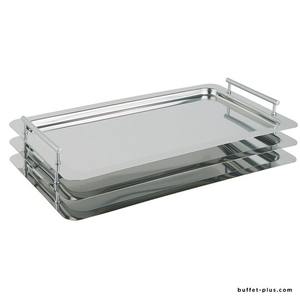 Juego de bandeja de servicio de acero inoxidable hecho a mano con producto multiuso con asa y acabado pulido con espejo - Product Image 4