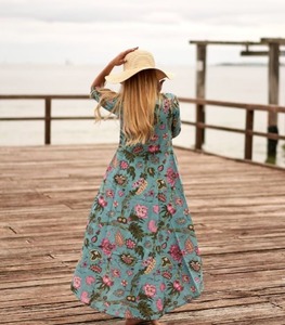 Nouvelle Arrivée Robe Longue d'Été pour Femme, Col Rond, Manches Longues, 100% Coton, Coupe Trapèze, Style Vintage, Idéale pour Soirées Formelles - Product Image 4