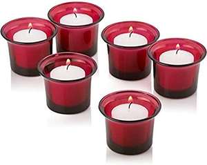 Porte-bougies en verre écologiques faits à la main et bougies votives - Décoration de Noël pour la maison et idées cadeaux - Rouge - Product Image 1