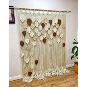 Beautiful Bohemian Macrame Leaves <b>Curtain</b> Handmade Wall Hanging for Outdoor Spaces for Wedding Christmas Decor Format Rope Boho - Product Image 3