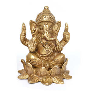 Ídolo Religioso de Latón Hecho a Mano de Estilo Tradicional con la Figura del Dios Ganesha, de Alta Demanda, para las Celebraciones de Diwali, para Exportación - Product Image 1