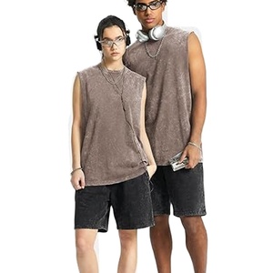 Vintage Oversized Custom Design Pattern Gym Sleeveless T-shirt Muscle Unisex Plus Size Tank Tops Acid Washed - Product Image 1