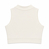 Soutien-gorge de sport personnalisé à col montant, 78% Nylon 22% Spandex, 230 g/m², ivoire, maintien moyen, panneau en maille, bretelles larges, doux, pour la gym et le sport, vente en gros