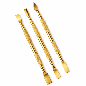 Gold Dual-End Cuticle Pusher Set Case Stainless Steel <b>Nail</b> Care <b>Kit</b> Manicure Pedicure Tools Custom Packaging Logo OEM Supplier - Product Image 1
