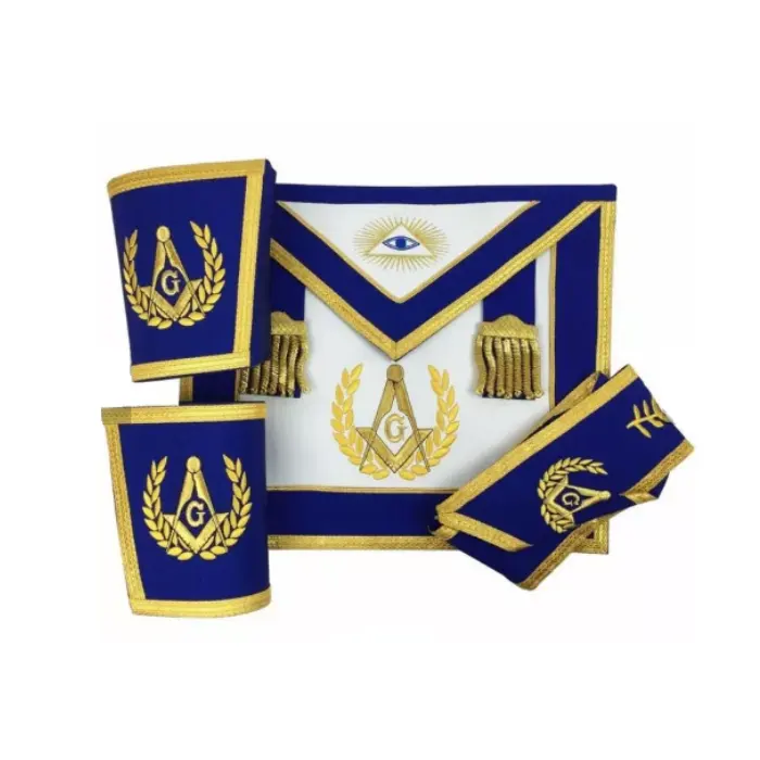 Masonic Blue Lodge Master Mason Collar Cuffs bordado y delantal transpirable de Pakistán