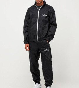 Vente en gros de survêtements coupe-vent de qualité nouveau design avec logo personnalisé noir pour hommes - Product Image 1