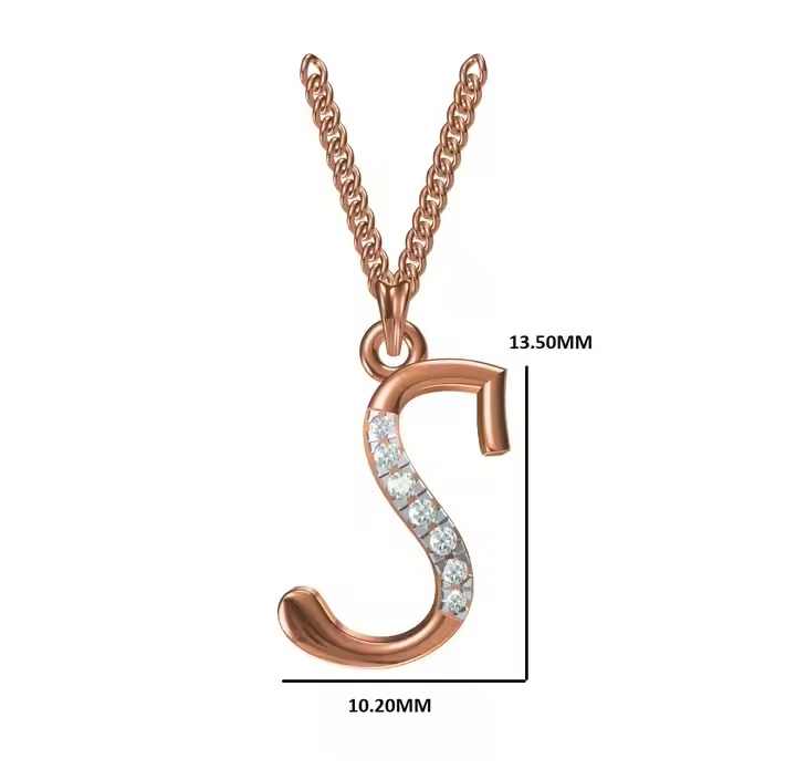 Graceful & Beautiful S-Alphabet Pendant Necklace for Women 18k Rose Gold Stylish Letter Charm Perfect Gift for Her