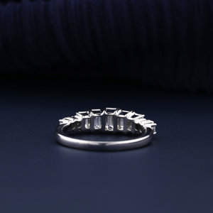 Emerald <b>Cubic</b> <b>Zirconia</b> Eternity Band Lab Created Side Stone Round CZ Band 925 Silver Emerald Round Stackable Band - Product Image 4