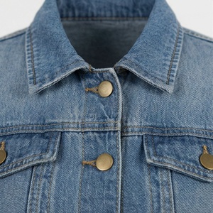 Chaqueta Vaquera de Diseño para Mujer, Algodón Vintage Lavado, Abrigo Informal de Mezclilla, Prenda Exterior Elegante Personalizada, Ropa de Calle de Moda, Top Personalizado - Product Image 4