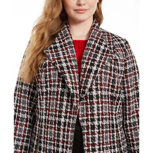 Giacca Corta Rossa a Quadri da Donna Calvin Klein per l'Autunno - Product Image 3