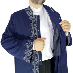 Abrigo de invierno tradicional musulmán de lino Jubbah Kurta para hombre, bata de imán bordada, bata de oración con sello para musulmanes islámicos - Product Image 3