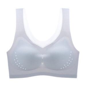 Sous-vêtements ultra fins en soie glacée sans couture pour femmes, grande poitrine, petite taille, dos respirant, sans armatures, soutien-gorge anti-affaissement - Product Image 6