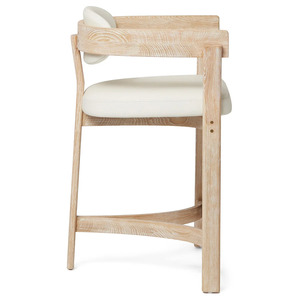 Chaise de bar moderne en teck avec siège et dossier rembourrés pour hôtel, salle à manger, salon - Product Image 2