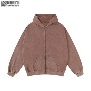 Sudadera con capucha de lavado ácido de gran tamaño Vintage para hombre, de algodón 100% sudadera con cremallera, ropa con estampado francés de alta calidad para sudaderas con capucha de invierno - Product Image 5