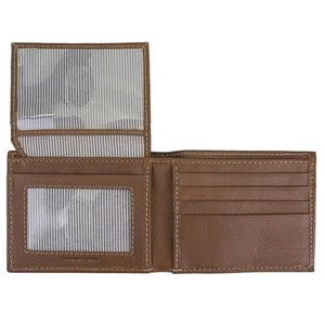 Portefeuille en cuir pour homme Premium 2025 en peau de vache : Portefeuille fin à deux volets avec poche rabattable intégrée et fenêtre de sécurité RFID pour carte d'identité - Product Image 4