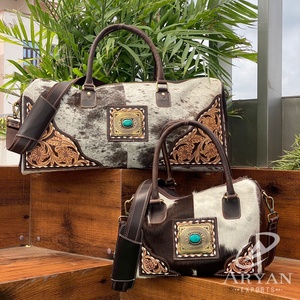 Wholesale Large Capacity New Styles 2 Piece Set Tooled Genuine Cowhide Leather <b>Small</b> & Large Duffel Travel <b>Bag</b> <b>for</b> <b>Men</b> & Women - Product Image 1