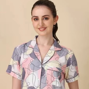 Ensemble de pyjama indien en coton fait à la main pour femmes vêtements de salon thermiques d'été impression en bloc personnalisée ODM avant pour les demoiselles d'honneur - Product Image 1
