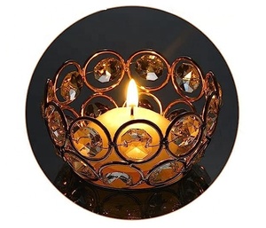 Portavelas de cristal rodeado de oro brillante, portavelas de luz de té brillante, portavelas de boda de lujo para vender - Product Image 2