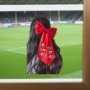 Moño de Pelo Largo con Cuentas Rojas y Pedrería Hecho a Mano para Eventos Escolares y Equipos de Animadoras, Accesorio Navideño en 2025 - Product Image 4