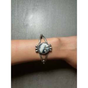 White Buffalo and Sterling <b>Silver</b> <b>Cuff</b> <b>Bracelet</b> Handmade by Navajo Artists Fashion Accessory - Product Image 4