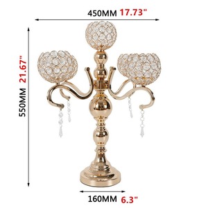 Luxury Vintage Metal <b>Candelabra</b> Decorative Crystals Gold Silver Handmade High Grade Design Wedding Valentine's Day Formal Dining - Product Image 2