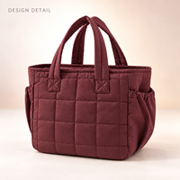Sac fourre-tout personnalisé imprimé, sac à main matelassé doux avec poches latérales, réutilisable pour les courses quotidiennes et les voyages