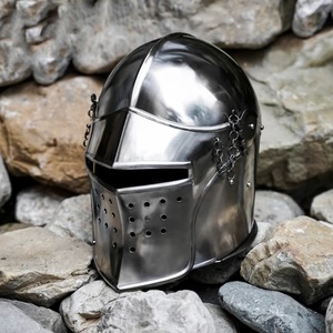 Casque médiéval Barbuta jeu de rôle chevalier casque portable doublure en acier et casque à mentonnière - Product Image 6