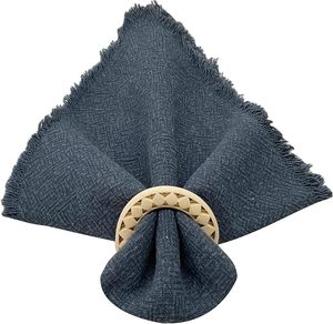 Anneaux de serviette ronds en bois de Style Boho décor de Table cercle évidé pour les mariages fêtes tables à manger de noël - Product Image 4