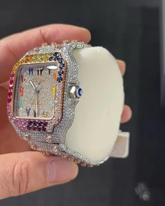 Reloj de pulsera analógico rectangular antiguo para hombre, 18mm, acero inoxidable, cadera, helado, VVS, moissanita, diamante, mecánico automático - Product Image 3