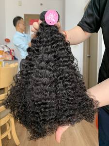 Fourniture d'usine en gros Double Drawn 100% cheveux vierges bruts Kinky Curly Natural Wave paquet de cheveux raides Extensions de cheveux humains - Product Image 2