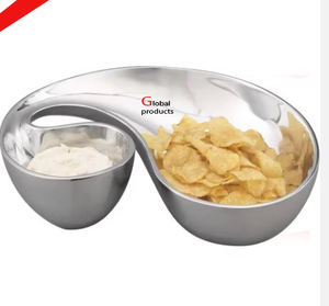 Bol de service puce et trempette de conception de feuille de finition d'or en aluminium en métal de haute qualité pour le restaurant et le bar d'hôtel - Product Image 5